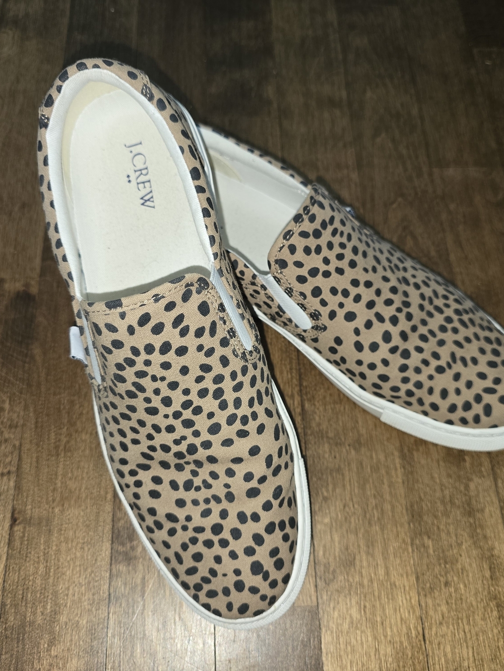 J. Crew Tan Slip-On Sneakers with Cheetah Print